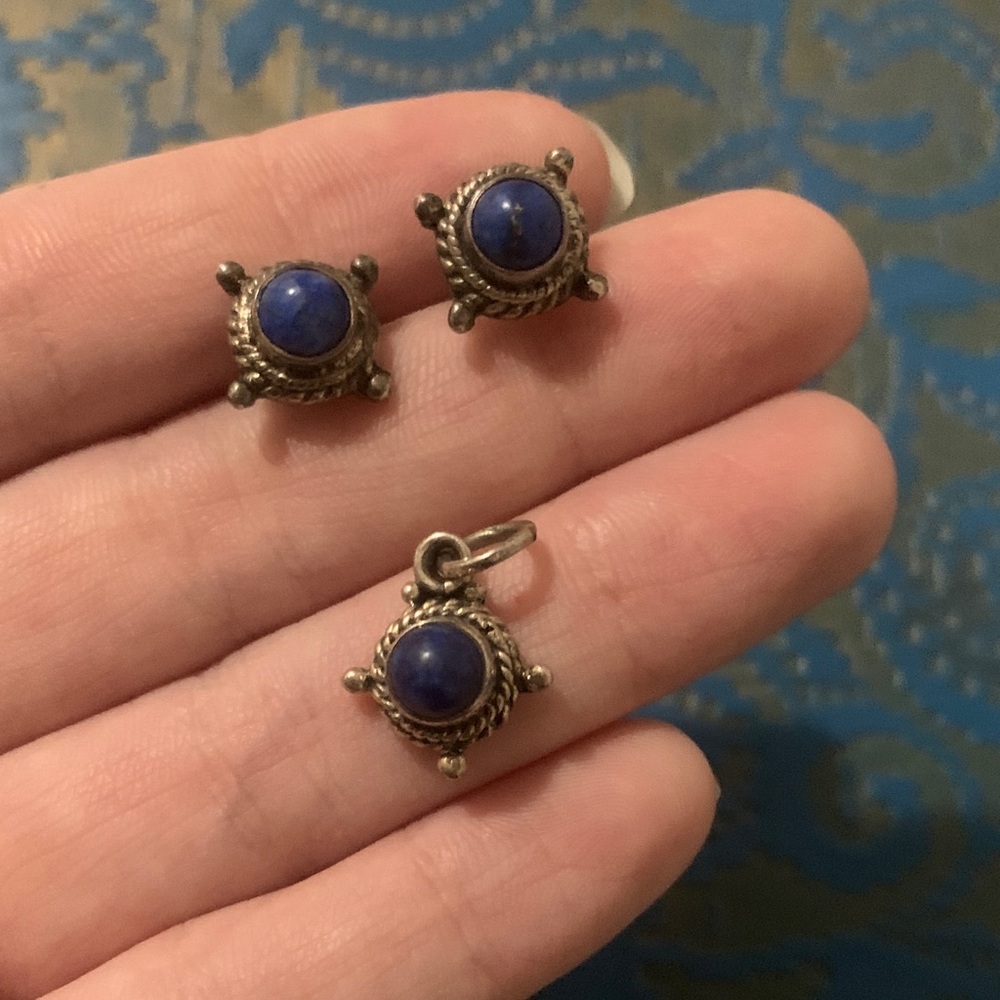 925 Lapis Lazuli Stone Jewelry Set